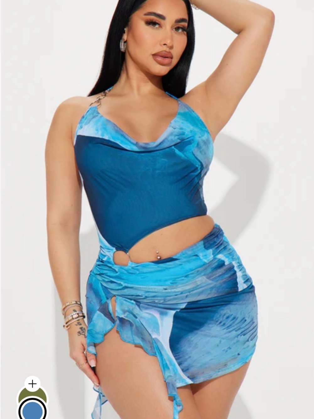 Sexy Blue Marble Halter Mini Dress
